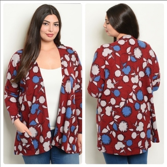 𝅺🍭 PLUS🎈 NWT Floral Knit Cardigan SOFT! - Picture 1 of 5